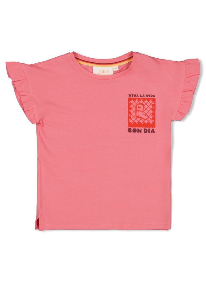 T-shirt met backprint - Salsa Sunset | Roze