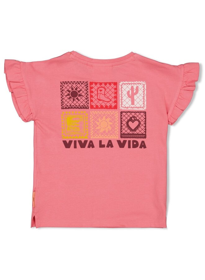T-shirt met backprint - Salsa Sunset | Roze