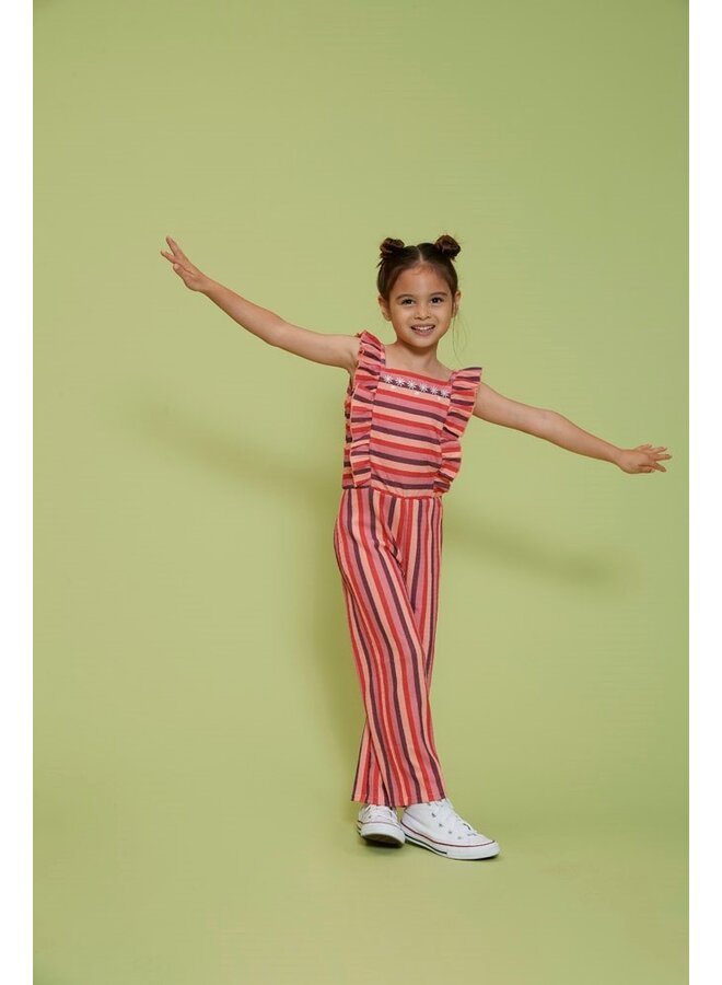 Jumpsuit streep seersucker - Salsa Sunset
