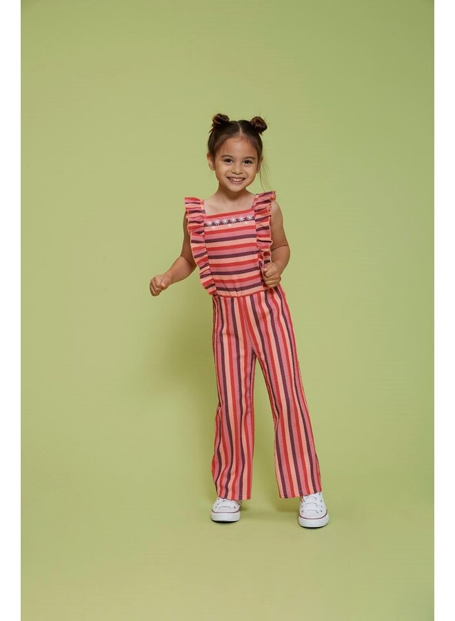 Jumpsuit streep seersucker - Salsa Sunset