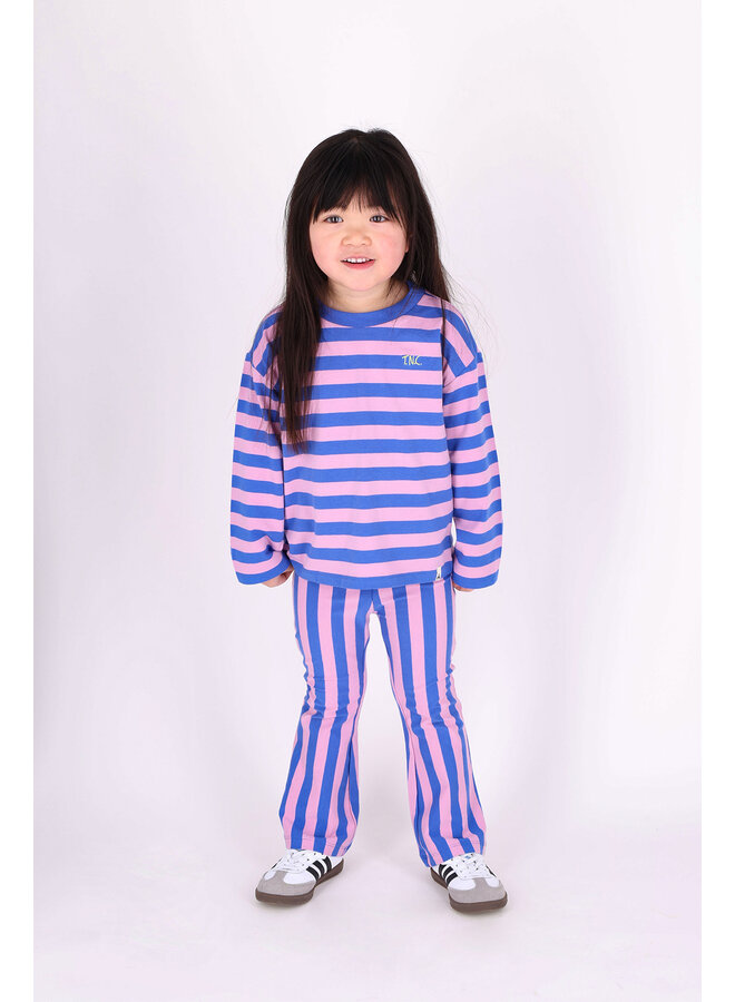 The New Chapter flared pants Nena -Blue Pink Stripes