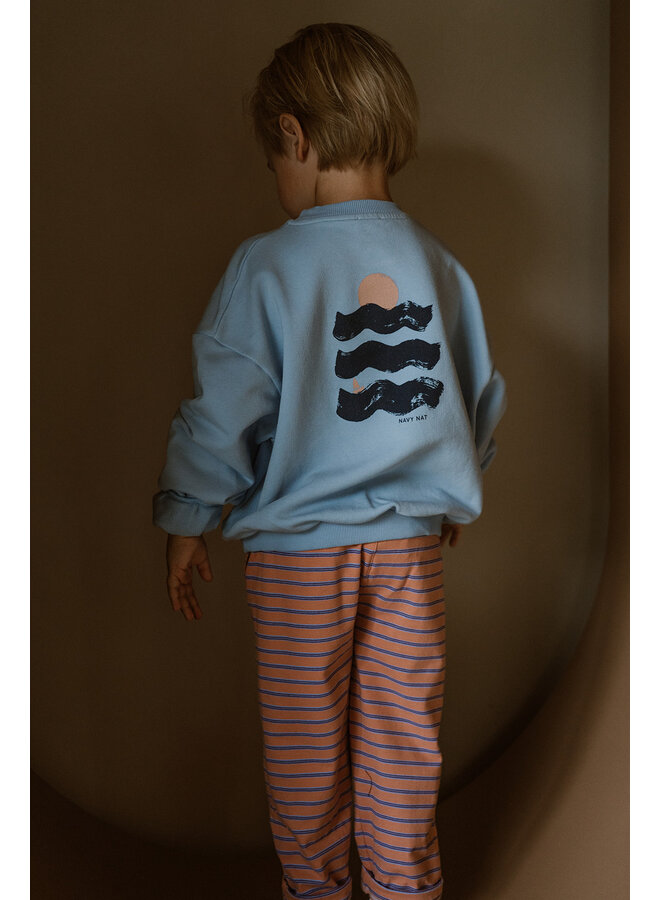 Navy Natural Sunset sweater light blue