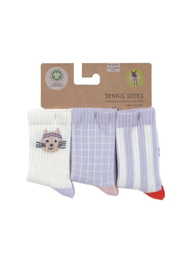 Tennis Socks 3 pcs GOTS Cat