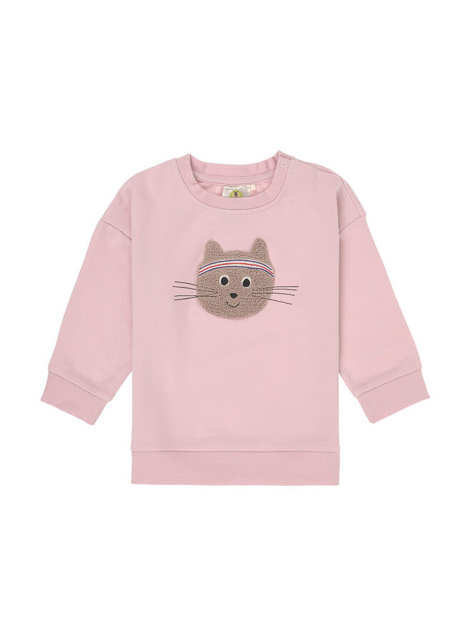 Kids Sweater GOTS Cat cloud pink