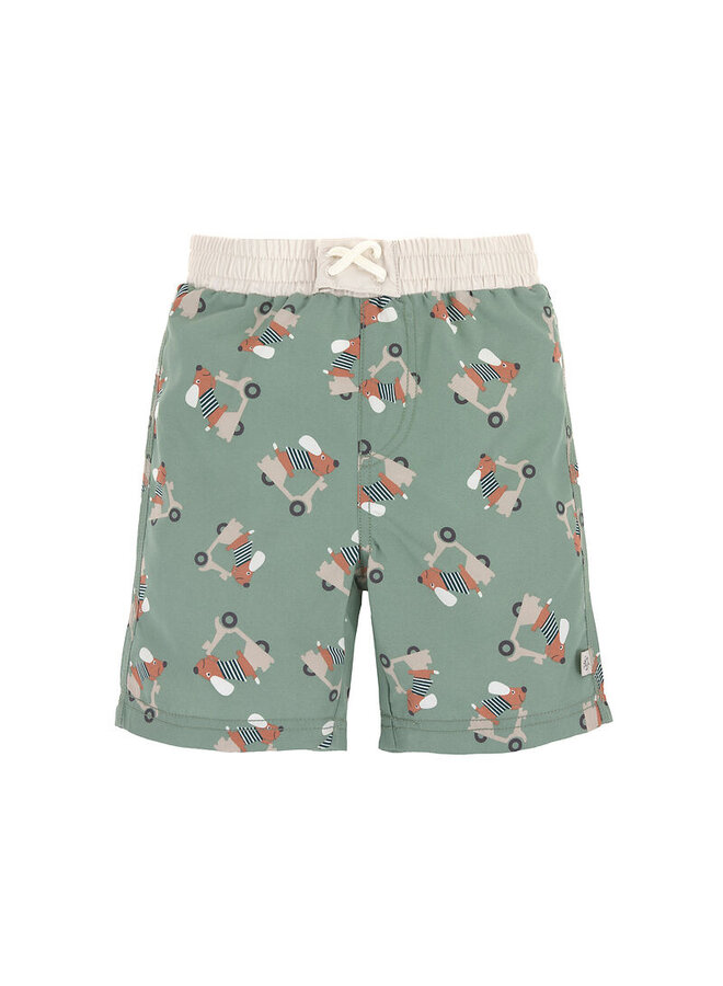 Board Shorts Scooter/Dog Green