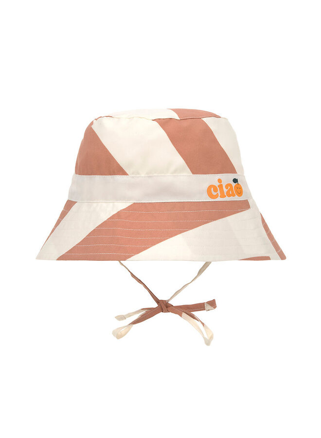 Sun Protection Fishing Hat Stripes clay/sea salt