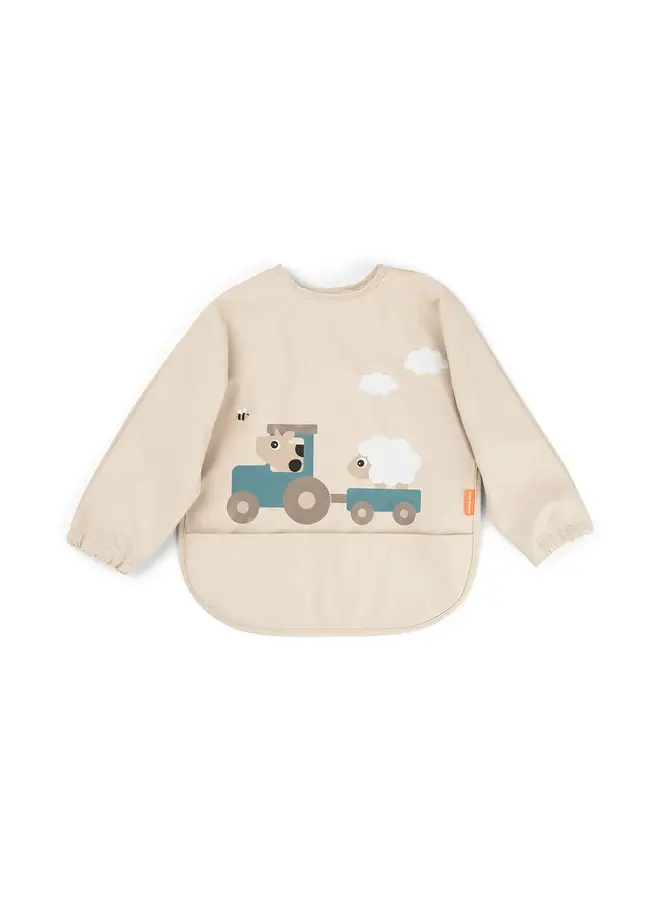 Sleeved Pocket bib Tiny Farm Sand