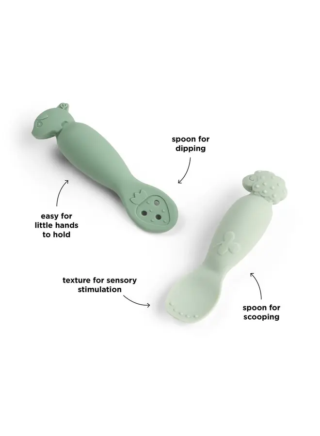 Learning spoon set Tiny farm Green