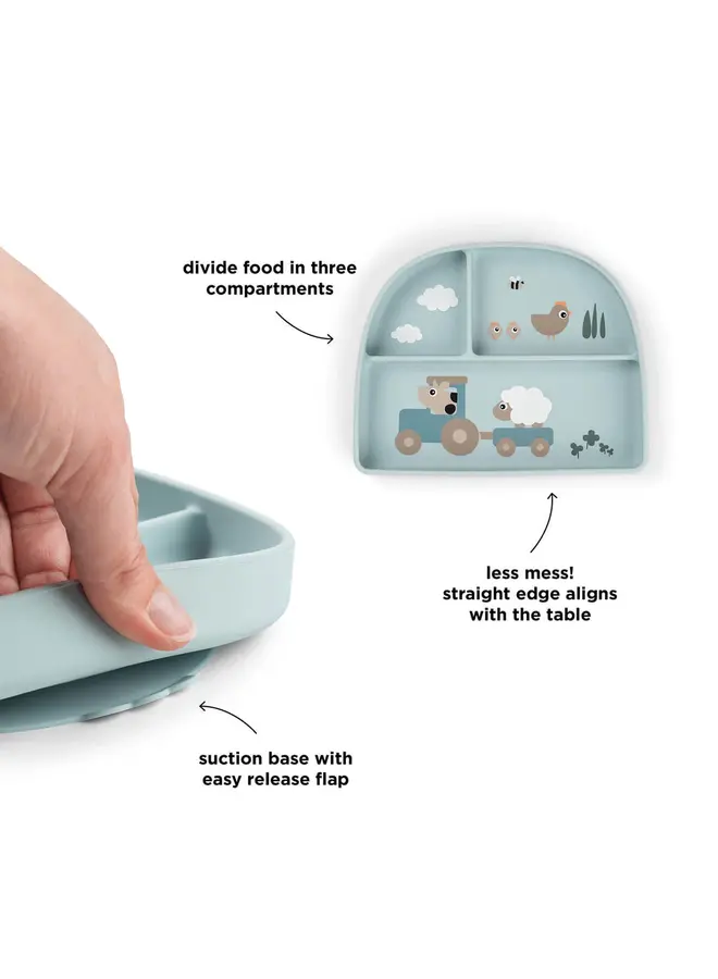 Stick&Stay compartment plate Tiny Farm Blue