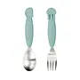 Easy-grip spoon and fork set Sea friends Blue