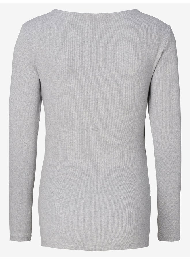 Sara nursing rib top LS – Grey Melange