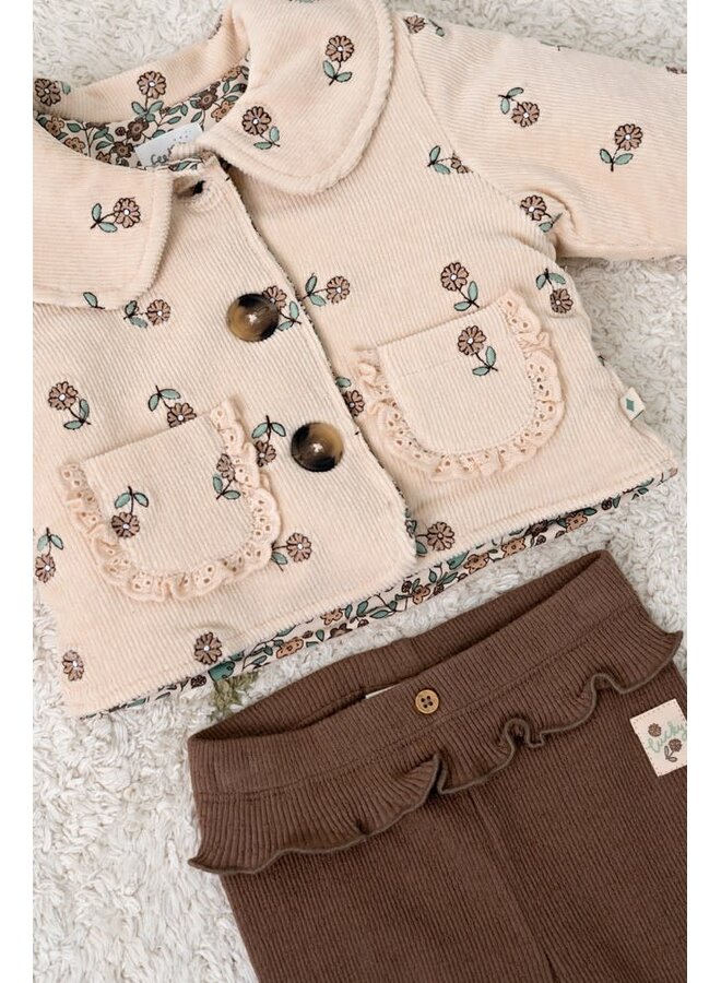 Jasje velours rib met borduursels - Lucky Bloombird