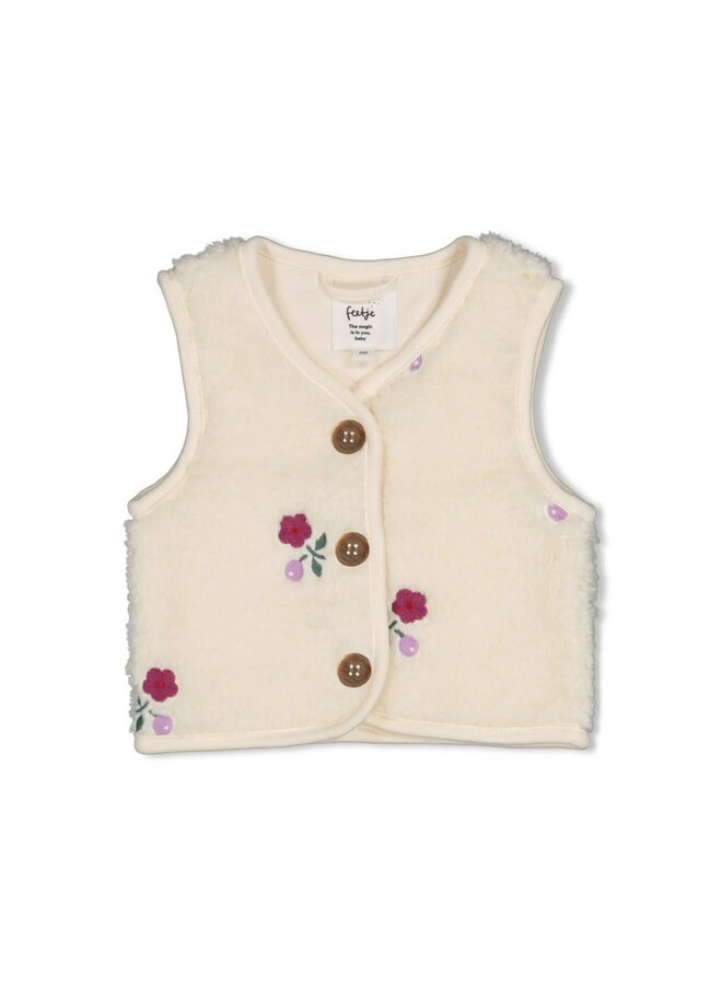 Teddy gilet met borduursels - Afternoon Tea