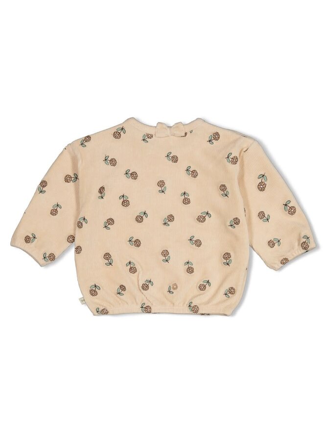 Sweater velours rib met borduursels - Lucky Bloombird