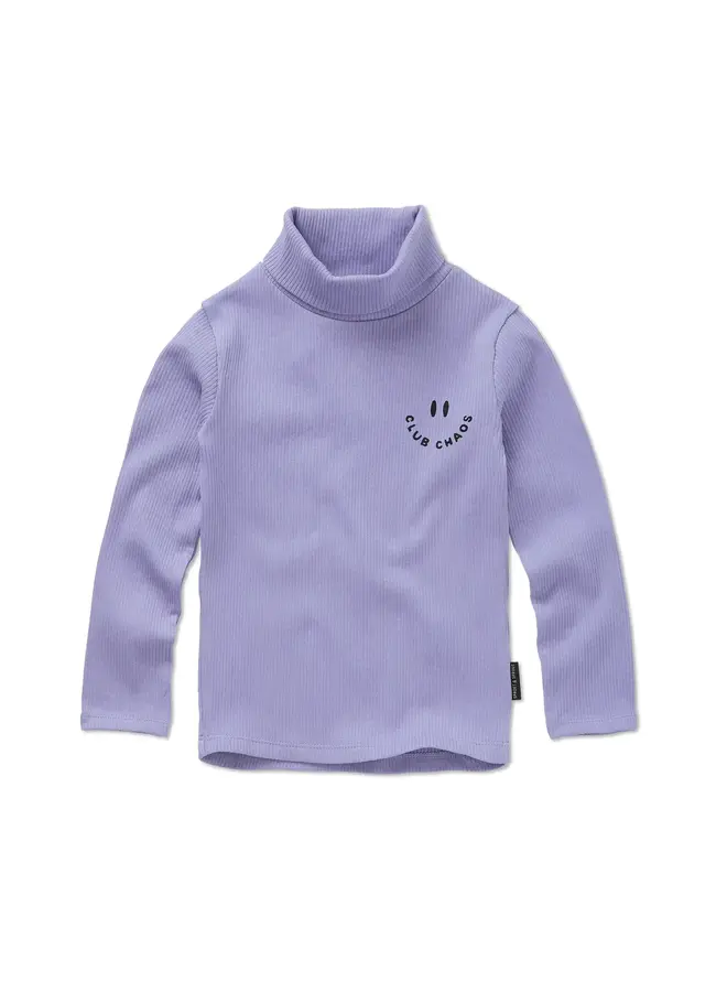 Rib turtle neck purple