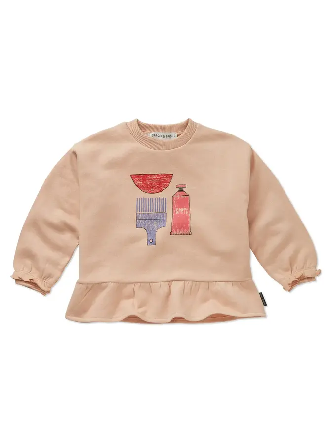 Girls sweatshirt ruffle vanilla