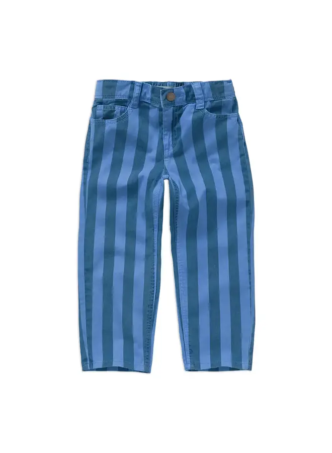 Straight denim pants stripes blue