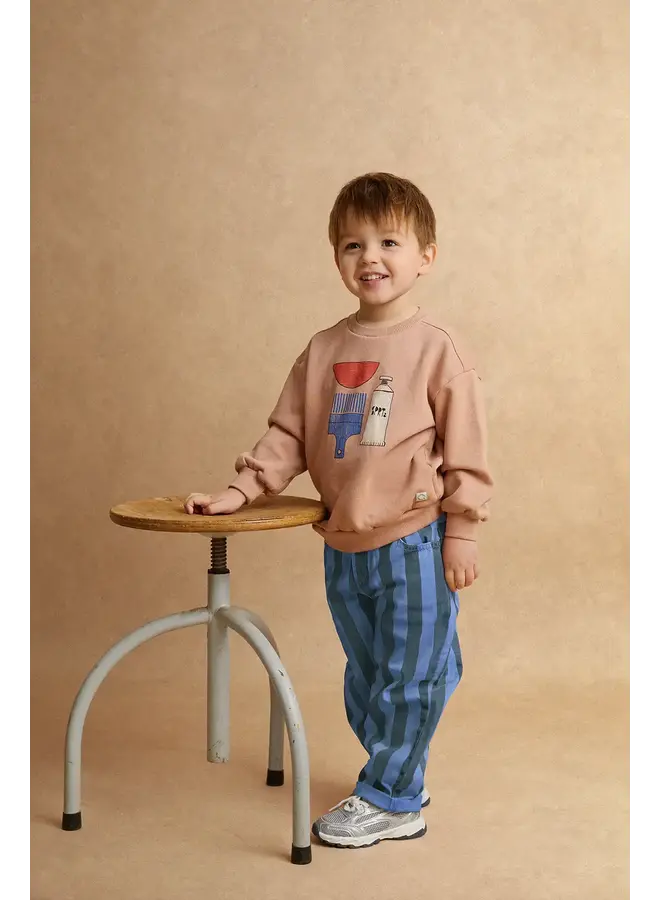 Straight denim pants stripes blue