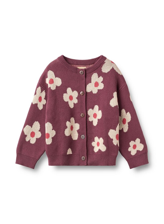 Jacquard Cardigan Alvilda | Eggplant