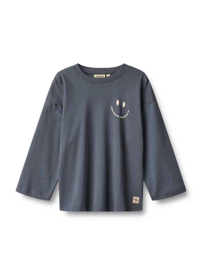 T-shirt L/S Axe Print | Grey Blue