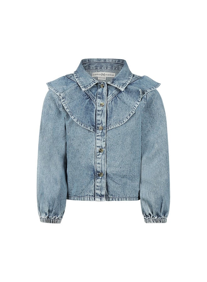 Blouse ls, loose fit Denim light blue