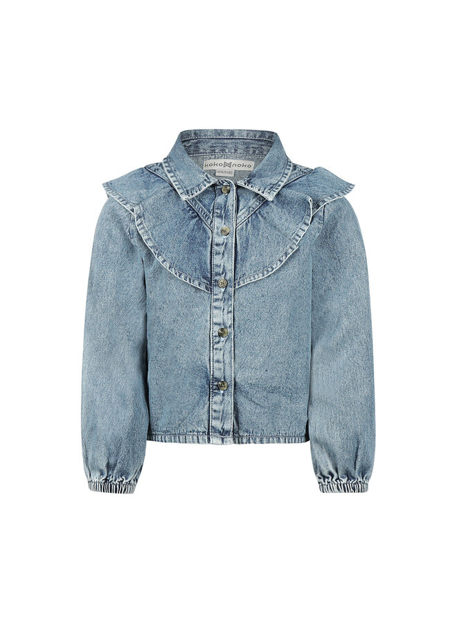 Blouse ls, loose fit Denim light blue