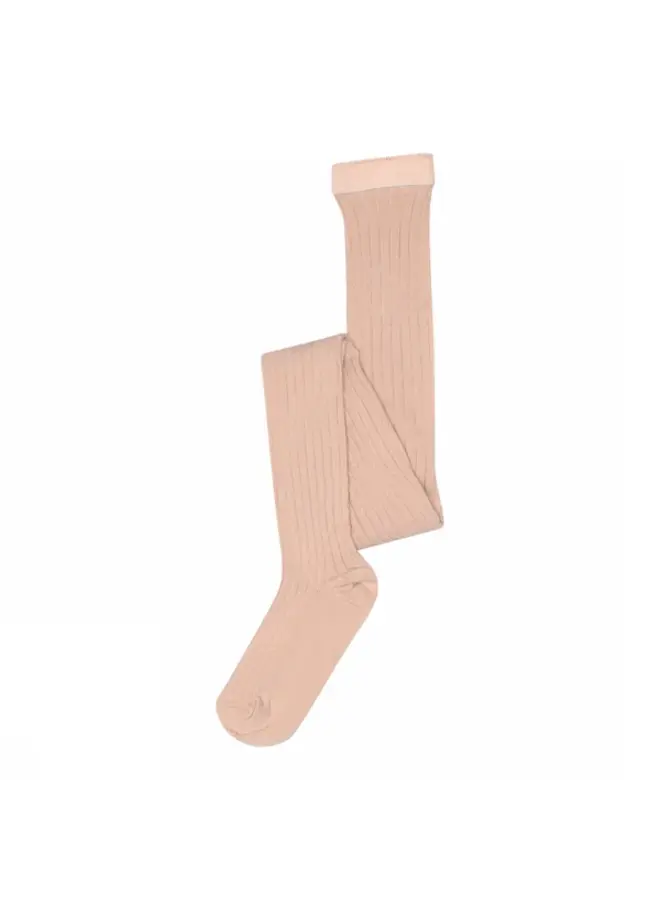 Cotton rib tights | Rose Dust - 853