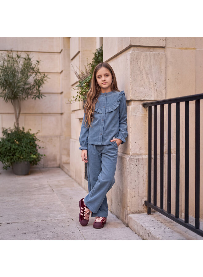 Rib Denim | Wide Leg Pants