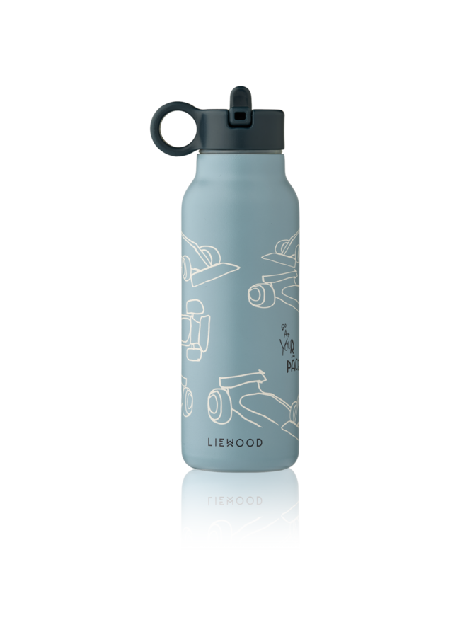 Falk Water Bottle 350 ml | Race cars / Beach blue