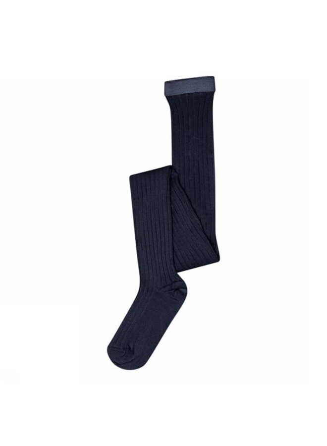 Cotton rib tights | Navy