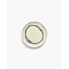 FEAST Breakfast Plate White Swirl Blue Stripes