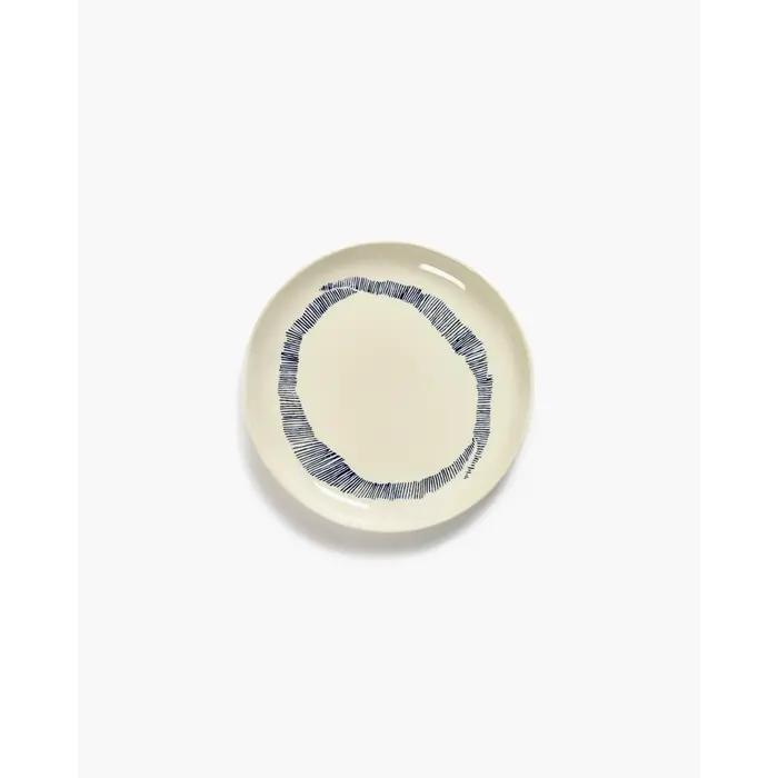 Serax FEAST Breakfast Plate White Swirl Blue Stripes