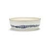 FEAST Salad Bowl White Blue Stripes