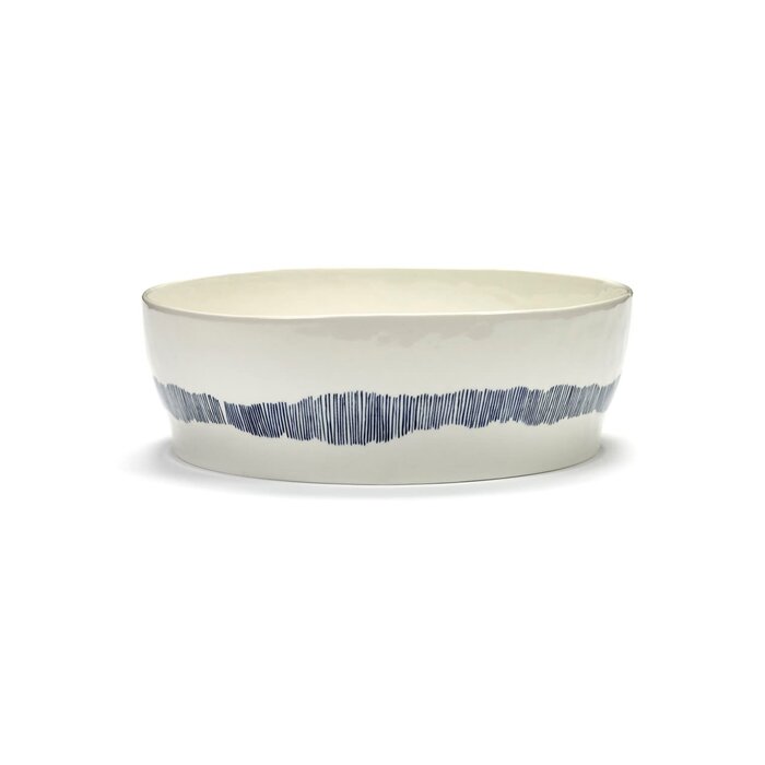 Serax FEAST Salad Bowl White Blue Stripes