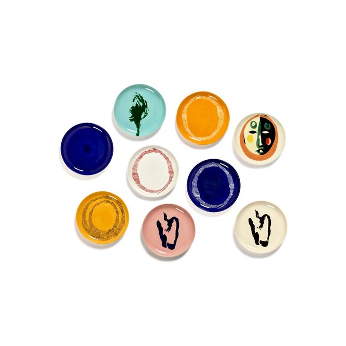 Serax FEAST Breakfast Plate White Swirl Blue Stripes