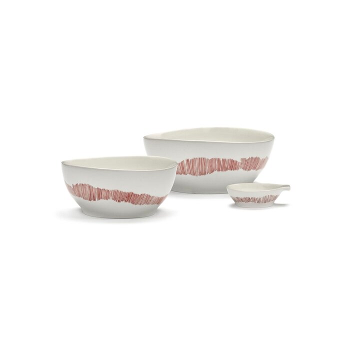 Serax FEAST Bowl S White  - Stripes Red