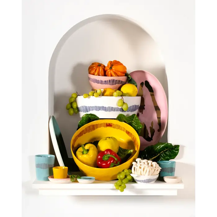 Serax FEAST Salad Bowl White Blue Stripes