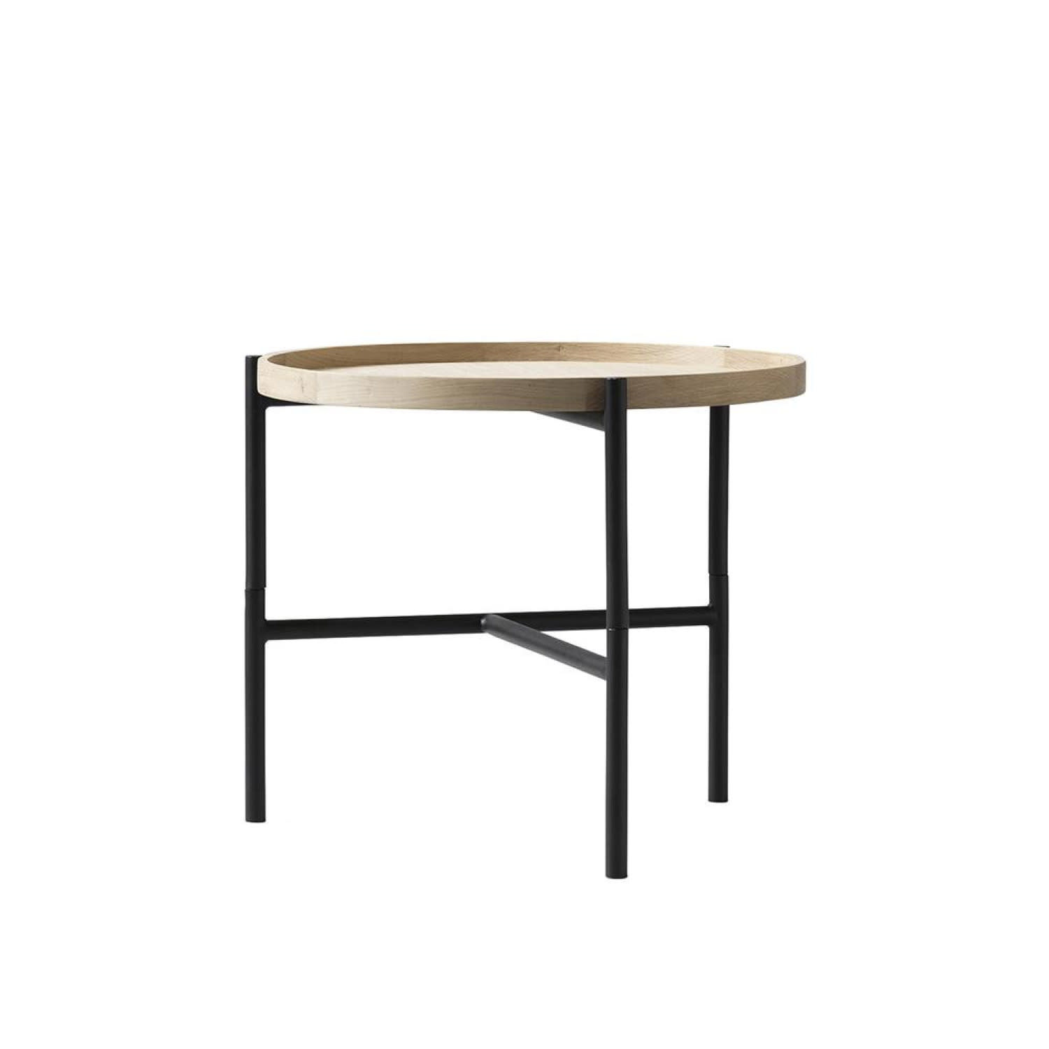 Cross Table Ø50 cm - Black/Oak