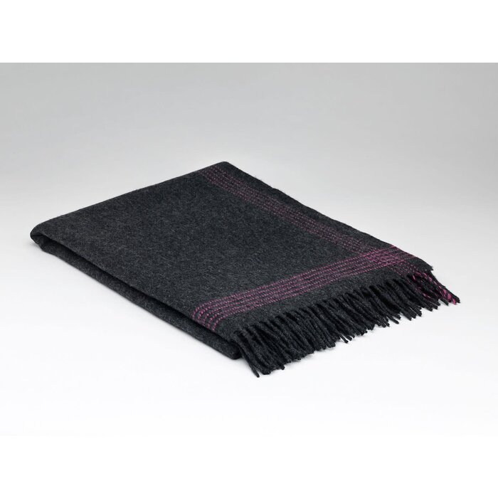 McNutt of Donegal Plaid Charcoal & Raspberry 200 x 145 cm