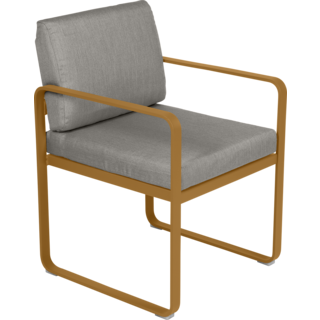 Fermob Bellevie Dining Armchair Grey Taupe Cushion