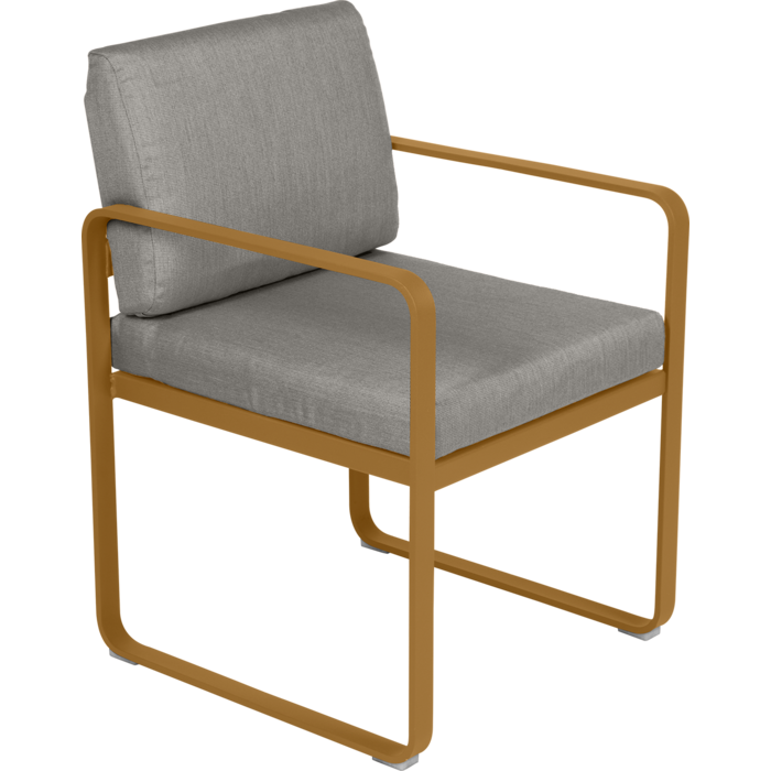 Fermob Bellevie Dining Armchair Grey Taupe Cushion