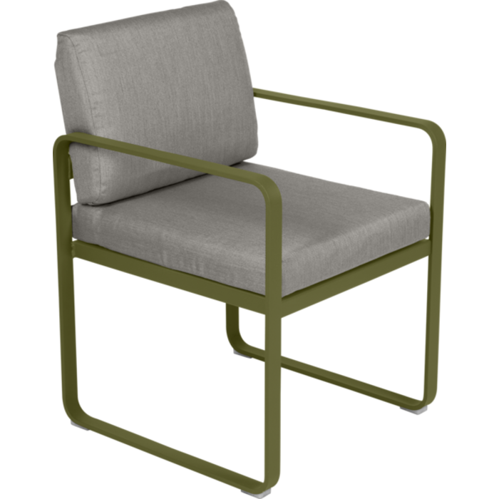 Fermob Bellevie Dining Armchair Grey Taupe Cushion