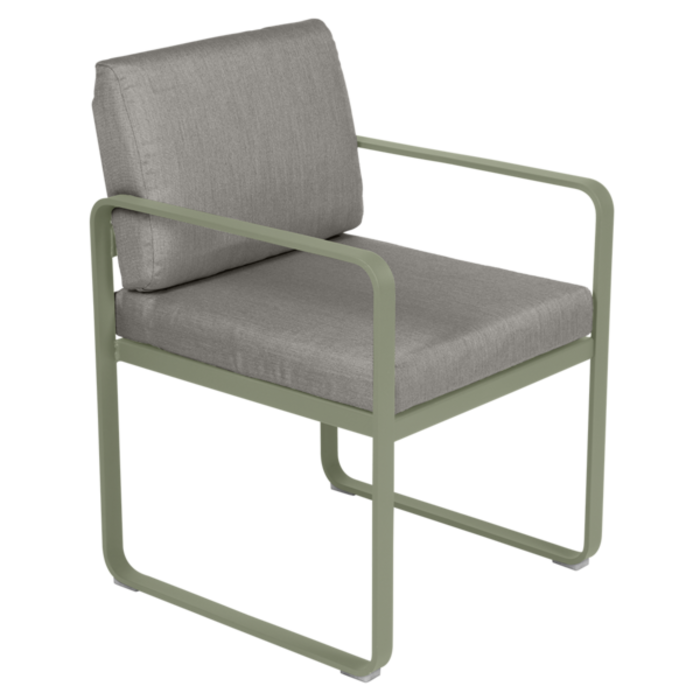 Fermob Bellevie Dining Armchair Grey Taupe Cushion