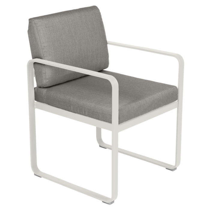 Fermob Bellevie Dining Armchair Grey Taupe Cushion