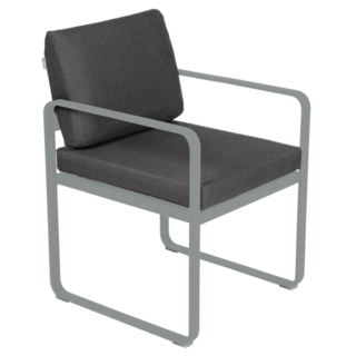 Fermob Bellevie Dining Armchair Graphite Grey Cushion
