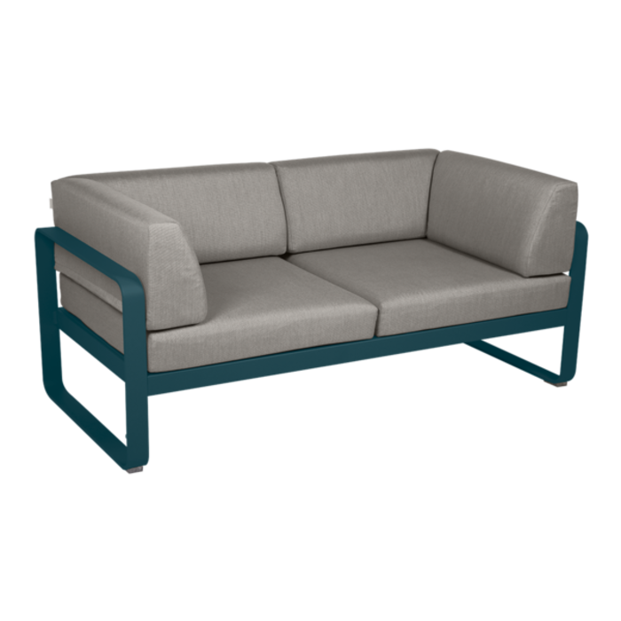 Fermob Bellevie 2-Seater Club Sofa Grey Taupe Cushion