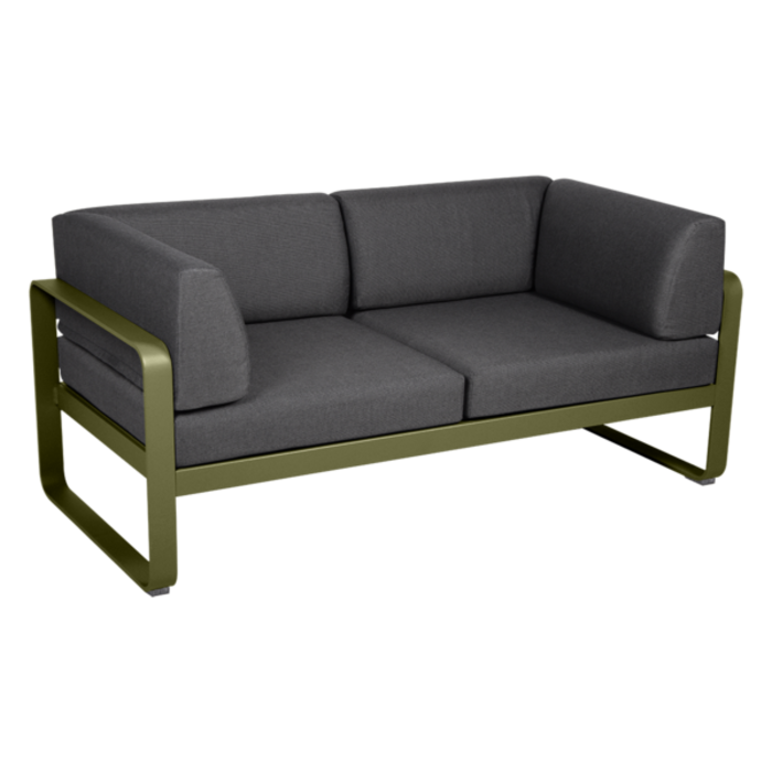 Fermob Bellevie 2-Seater Club Sofa Graphite Grey Cushion