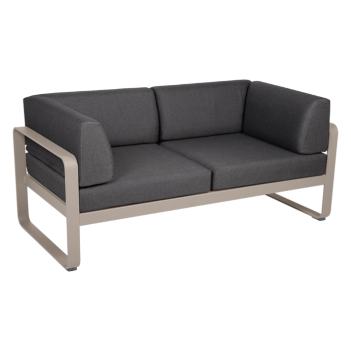 Fermob Bellevie 2-Seater Club Sofa Graphite Grey Cushion