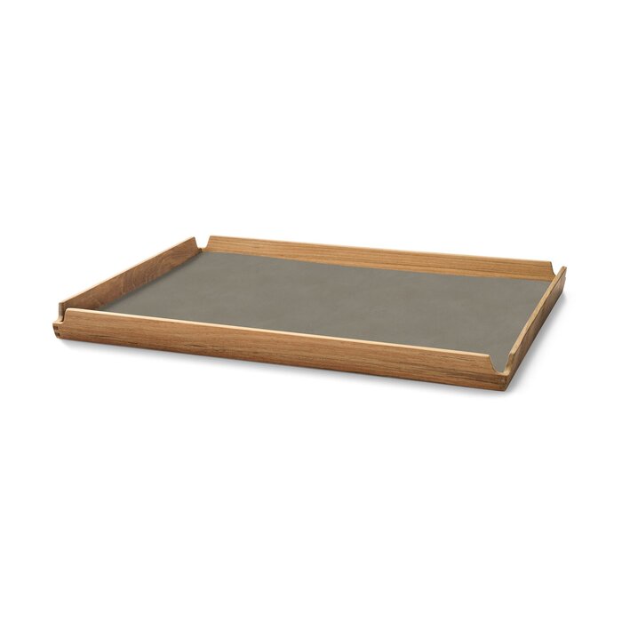LIND DNA Teak Tray Airy Large Leather Nupo