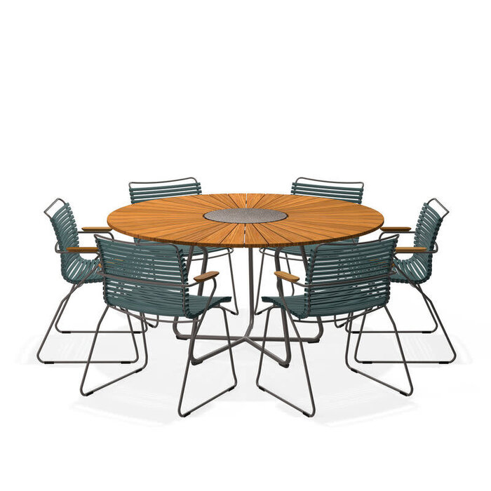 HOUE Tuinset 6x Click Dining Armchair + Circle Table 150 cm